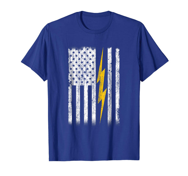 Cool Electrician Flag Us Gift  T-Shirt Royal Blue