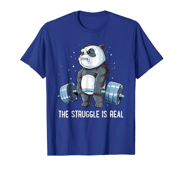 Great Panda The Struggle Is Real Deadlift Fitness Gym Men  T-Shirt Royal Blue