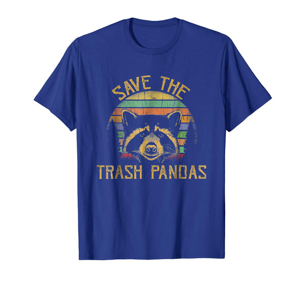 Cool Save The Trash Pandas Funny Racoon Saving Tee  T-Shirt Royal Blue