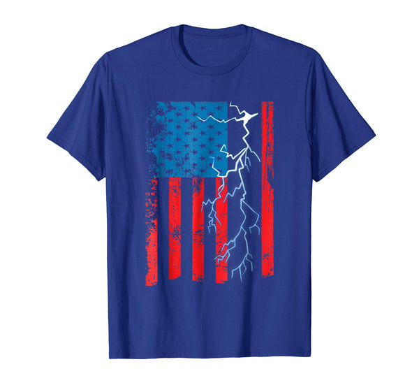 Beautiful Electrician Mechanic Gift For Men American Flag  T-Shirt Royal Blue