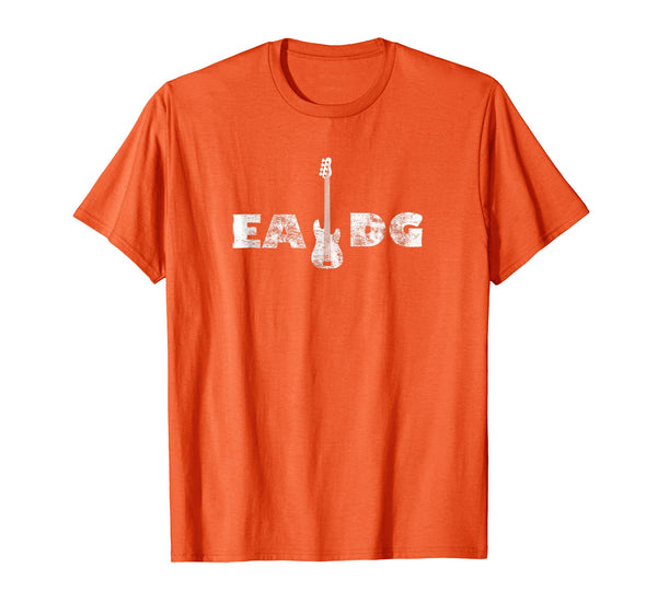 Funny Cool Electric Bass Eadg Guitar Rock Music Player Gift Tee  T-Shirt Orange