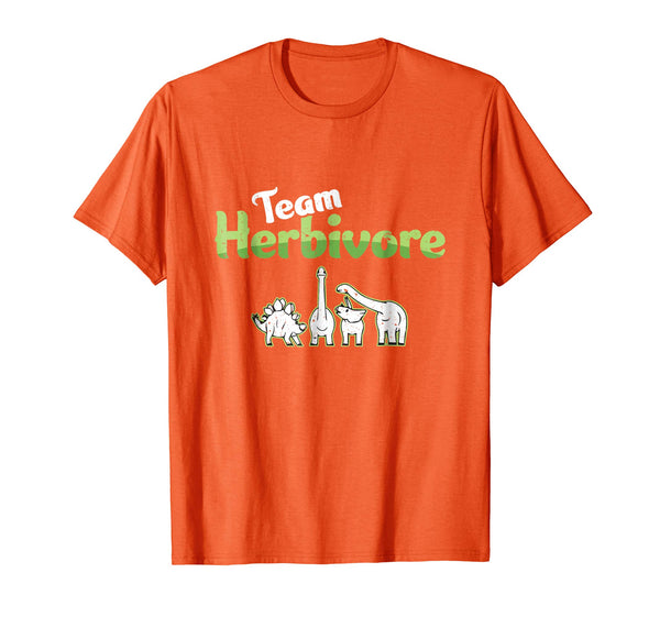 Cool Team Herbivore Dinosaur Dinos Vegan Vegetarian Cute Gift Tee  T-Shirt Orange