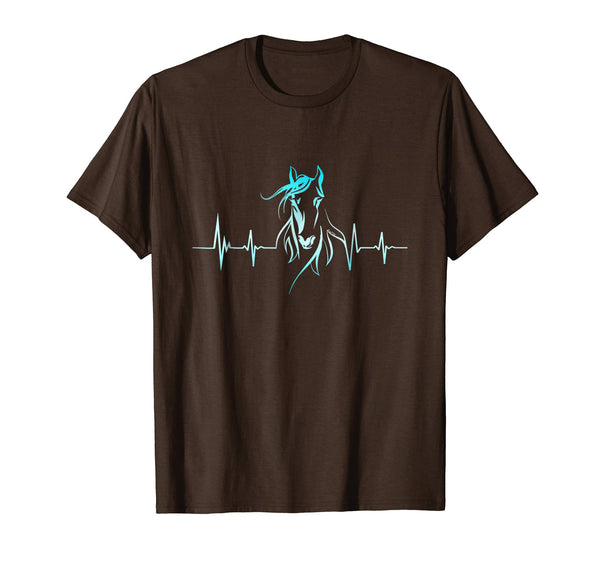 Adorable Horse Heartbeat Horse Lovers Tee  T-Shirt Brown