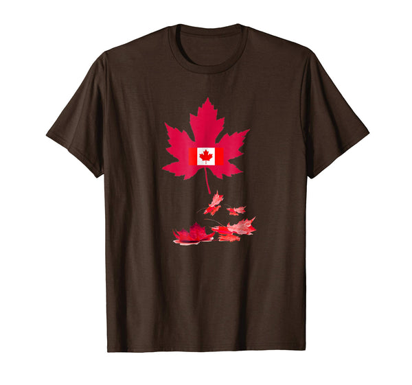 Hot Canada Flag  T-Shirt Brown