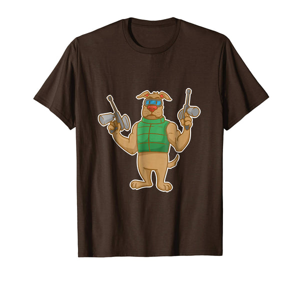 Cutest Funny Paintball Dog  T-Shirt Brown