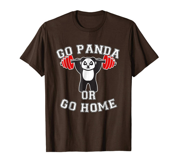Cute Panda Bear Gym Fitness Panda Gift Weight Lifting  T-Shirt Brown