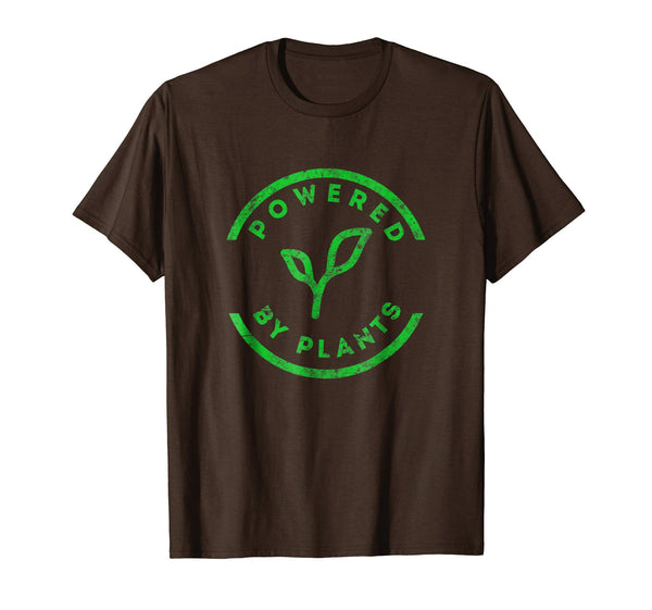 Adorable Powered By Plants Vegan Workou  T-Shirt Brown