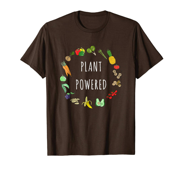 Hot Plant Powered Vegan Plant Based Vegetarian Tee  T-Shirt Brown