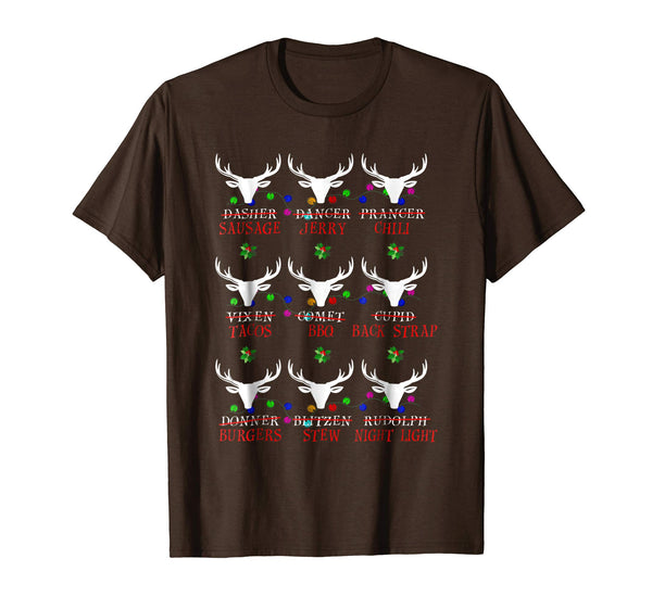Wonderful Hunter Of All Santa's Reindeers Funny Deer Gift Tee  T-Shirt Brown