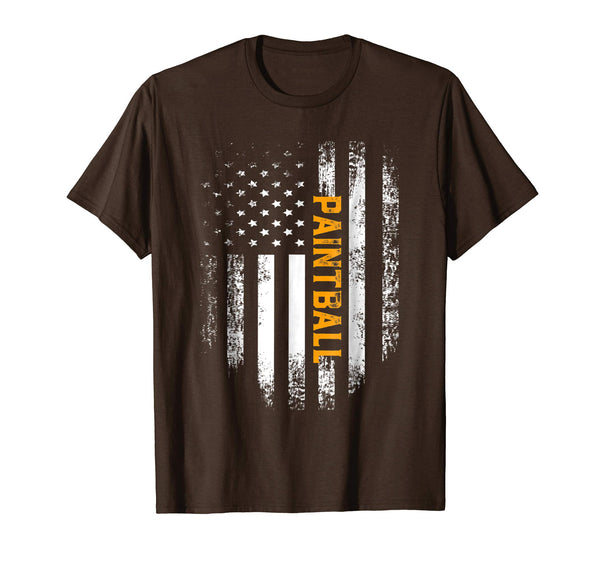 Hotest Vintage American Usa Flag Paintball Cool Gift  T-Shirt Brown