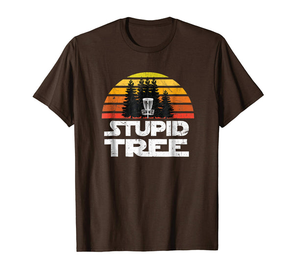 Cute Disc Golf For Men Stupid Tree Frisbee Golf  T-Shirt Brown