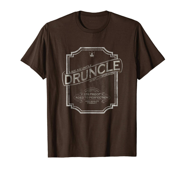 Funny Druncle Vintage Weathered Whiskey Label Design  T-Shirt Brown