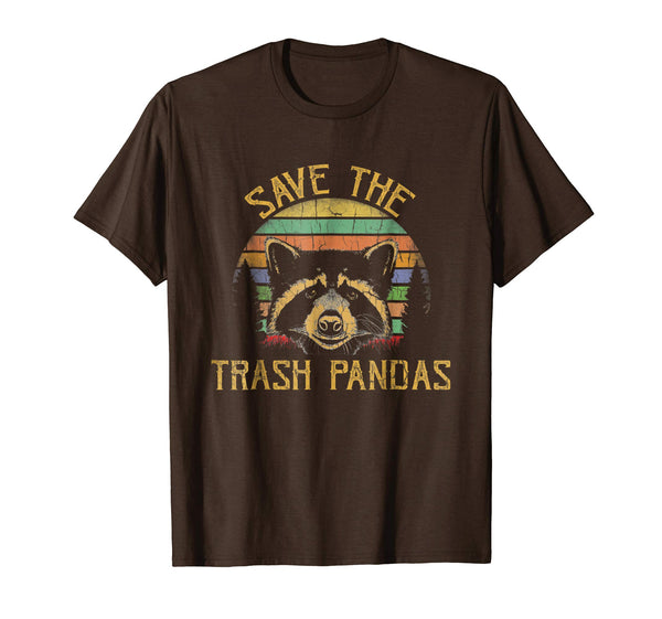 Cool Save The Trash Pandas Funny Racoon Saving Tee  T-Shirt Brown