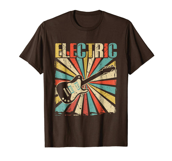 Cool Funny Vintage Electric Bass Guitar  T-Shirt Brown