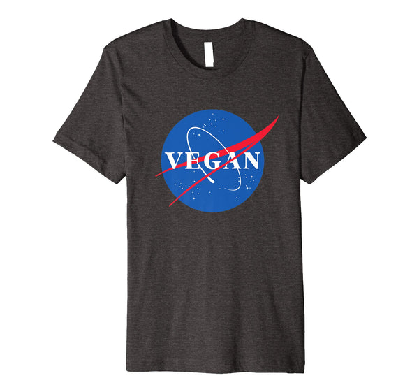 Hot Vegan Logo Nasa Retro Vintage Slim  T-Shirt Dark Heather