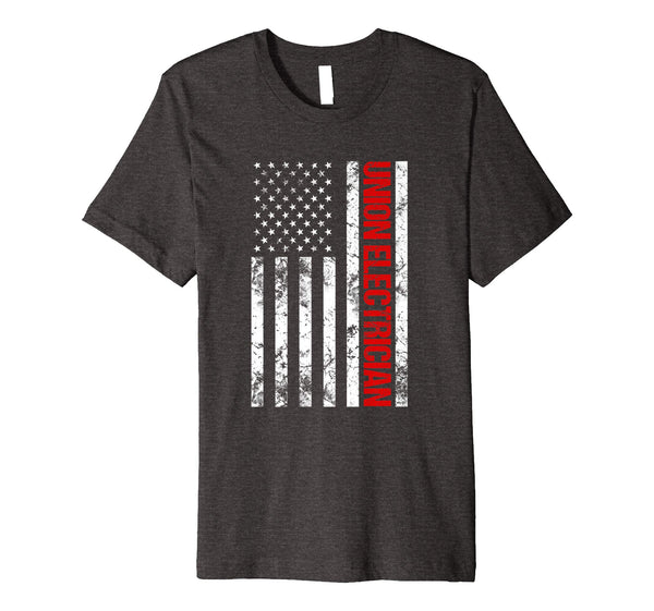 Hot Union Electrician American Flag Electrician Premium  T-Shirt Dark Heather