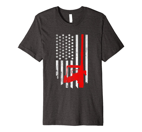 Hot American Flag Paintball Gun  T-Shirt Dark Heather