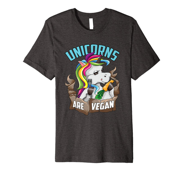 Cutest Unicorns Are Vegan Horse Eating Vegetables Cool Gift  T-Shirt Dark Heather