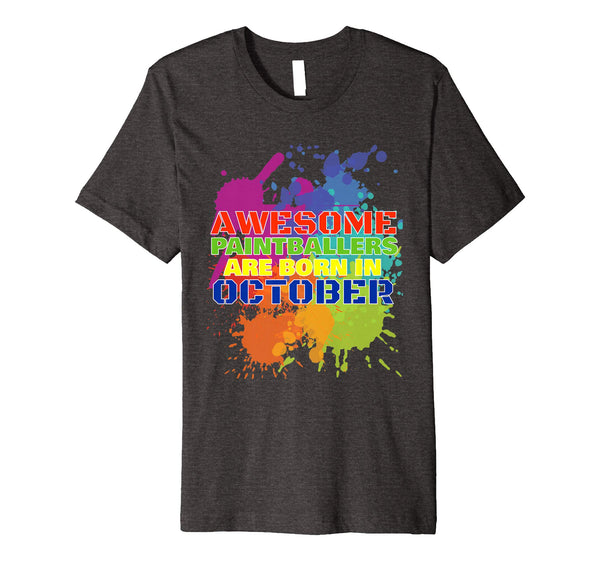 Cute Paintball Birthday Party For Born In October  T-Shirt Dark Heather