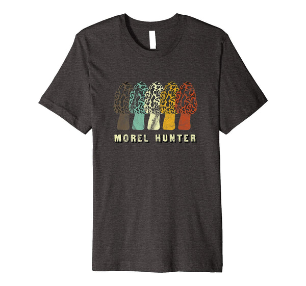 Great Morel Hunter Fun Mushroom Hunting Distressed Look  T-Shirt Dark Heather