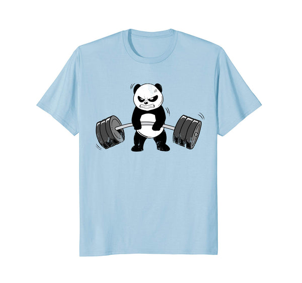 Hotest Funny Panda Workou Kitten Gym Deadlift Power Lifting  T-Shirt Baby Blue