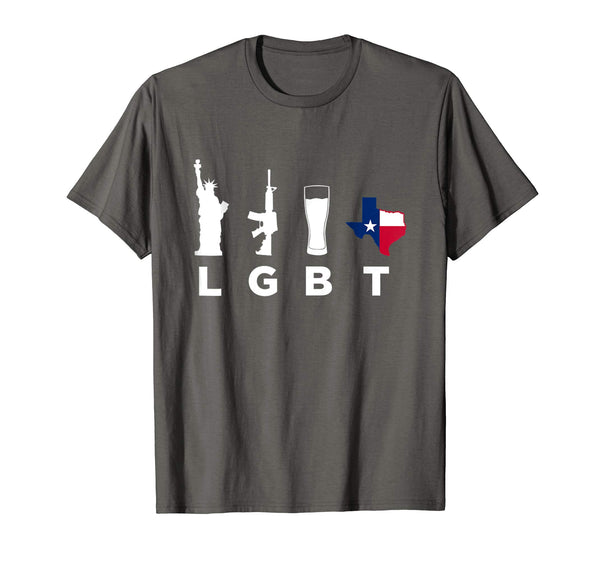 Great Liberty Guns Beers Texas Support Funny Parody Lgbt  T-Shirt Asphalt