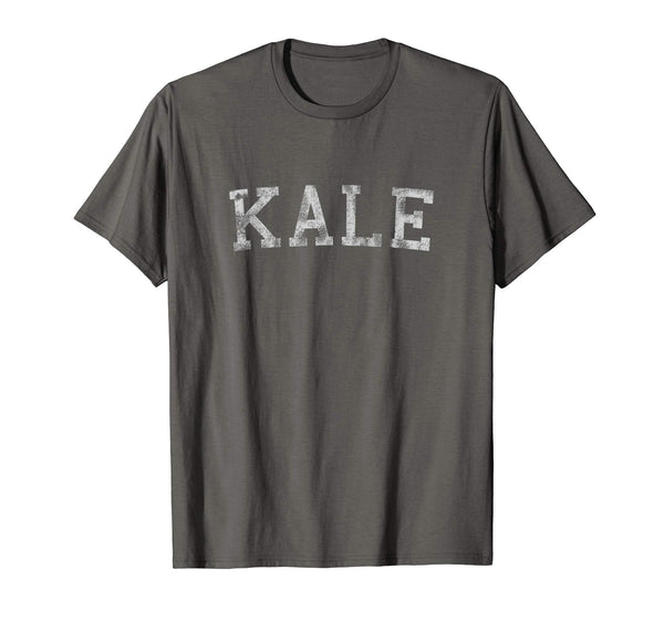 Great Retro Kale University Funny Vegan  T-Shirt Asphalt