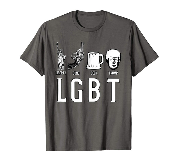 Cutest Funny Gift Lgbt Liberty Guns Beer Trump  T-Shirt Asphalt