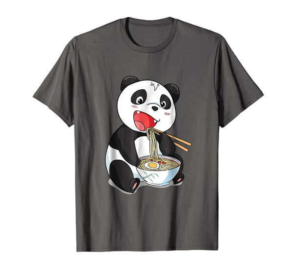 Hot Kawaii Japanese Panda Cat Ramen Giant Panda Gift Tee  T-Shirt Asphalt