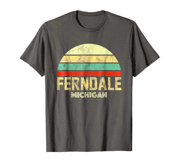 Hot Ferndale Michigan Mi Vintage Retro Sunset Tee  T-Shirt Asphalt