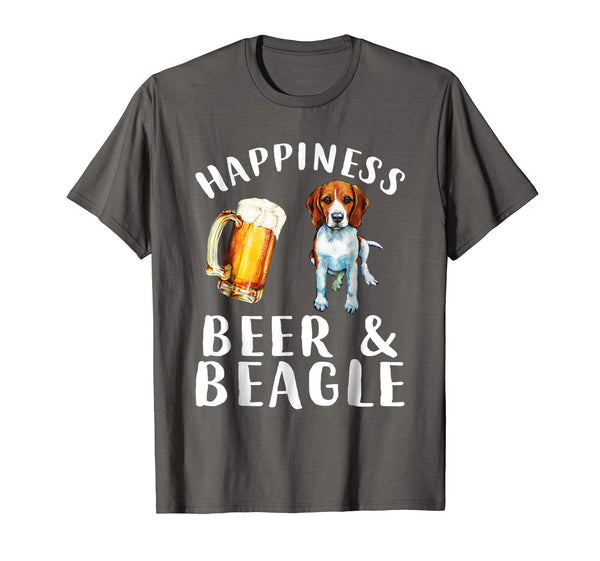 Cool Funny Happiness Beer And Beagle Dog  T-Shirt Asphalt