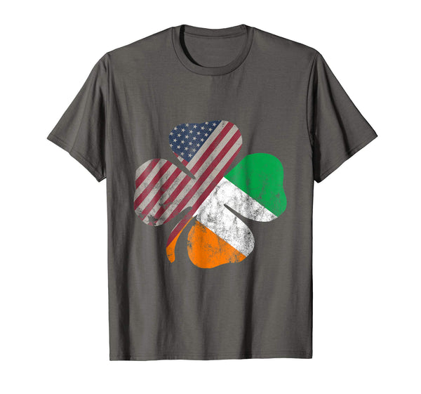 Adorable Irish American Flag Shamrock St.patrick's Day  T-Shirt Asphalt