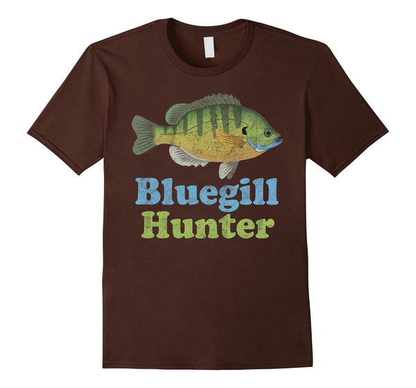 Great Bluegill Hunter Funny Fishing Fisherman  T-Shirt Brown