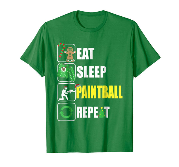 Hot Funny Eat Sleep Paintball Repeat Christmas Gift  T-Shirt Kelly Green