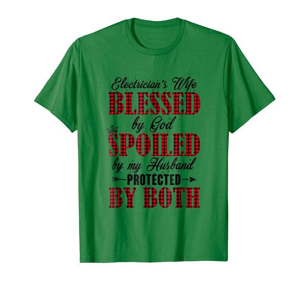 Adorable Electricians Wife Blessed By God And Spoiled  T-Shirt Kelly Green