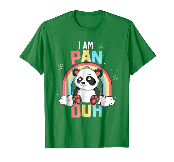 Funny I'm Pan Duh Panda Pansexual Pride Rainbow Lgbt Gift  T-Shirt Kelly Green