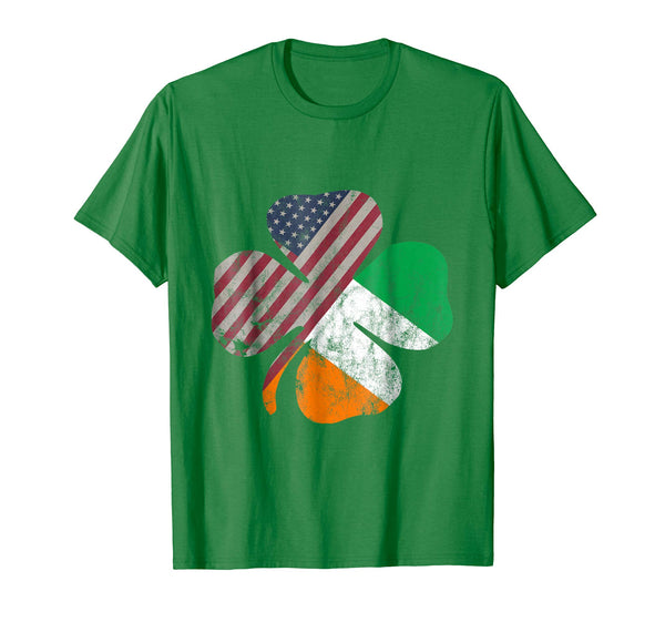 Adorable Irish American Flag Shamrock St.patrick's Day  T-Shirt Kelly Green