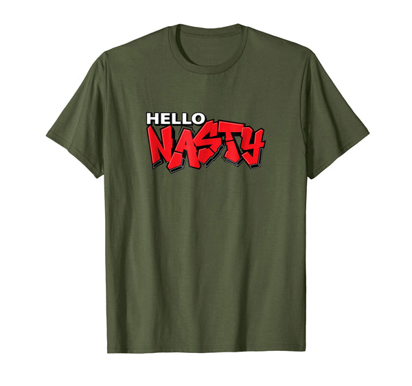 Adorable Hello Nasty Paintball Graffiti  T-Shirt Olive