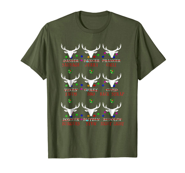 Wonderful Hunter Of All Santa's Reindeers Funny Deer Gift Tee  T-Shirt Olive