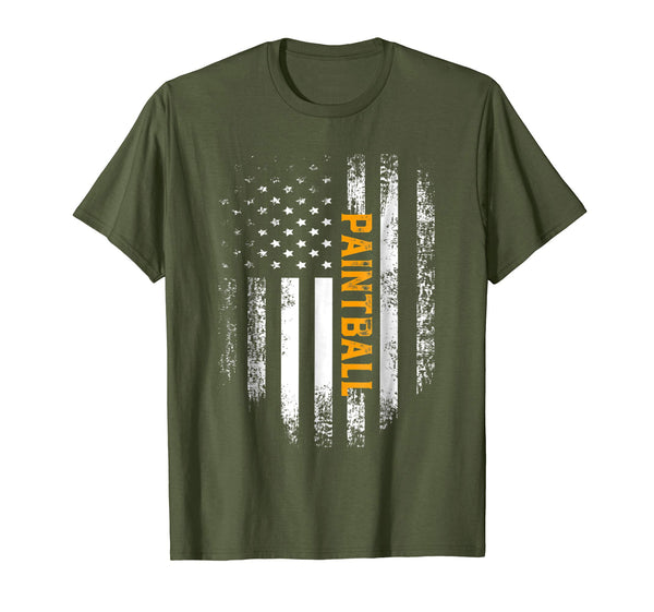 Hotest Vintage American Usa Flag Paintball Cool Gift  T-Shirt Olive