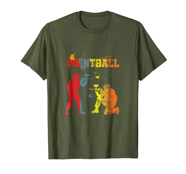 Hot Distressed Paint Ball Splash Paintball Paintballer  T-Shirt Olive