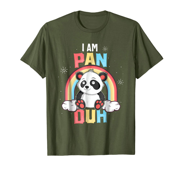 Funny I'm Pan Duh Panda Pansexual Pride Rainbow Lgbt Gift  T-Shirt Olive