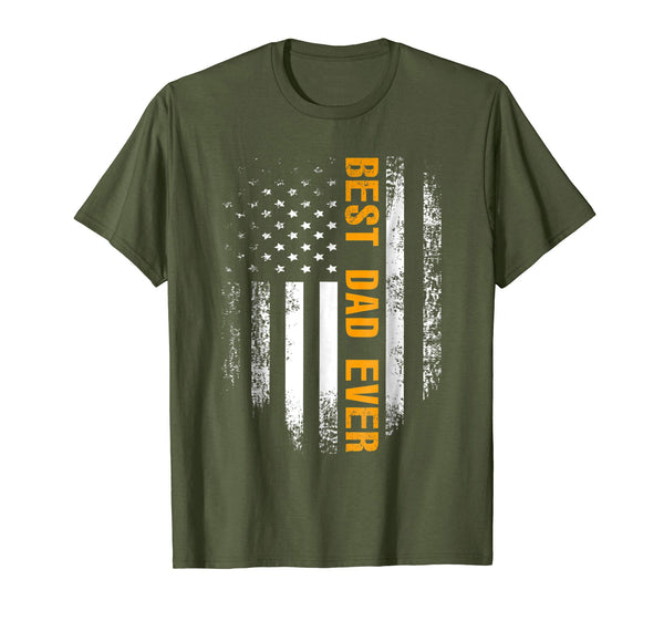 Cute Best Dad Ever American Flag Cool Father's Day Gift  T-Shirt Olive