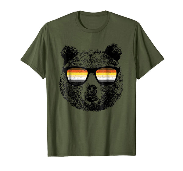 Cute Gay Bear With Sunglasses  T-Shirt Olive