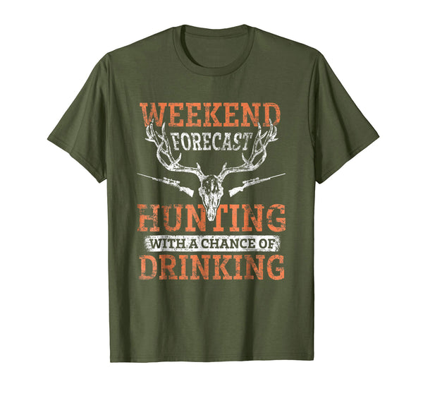 Hot Funny Weekend Hunting Vintage &amp; Drinking Gift Hunter  T-Shirt Olive