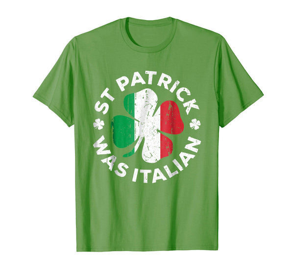 Adorable St Patrick Was Italian Funny Shamrock Italy Flag  T-Shirt Grass
