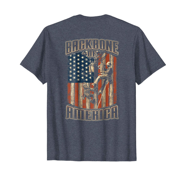 Wonderful Backbone Of America Lineman Us Flag Gift  T-Shirt Heather Blue
