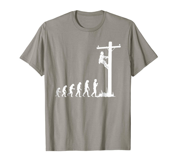 Hotest Cool Unique Evolution Of Lineman Electrician Gift  T-Shirt Slate