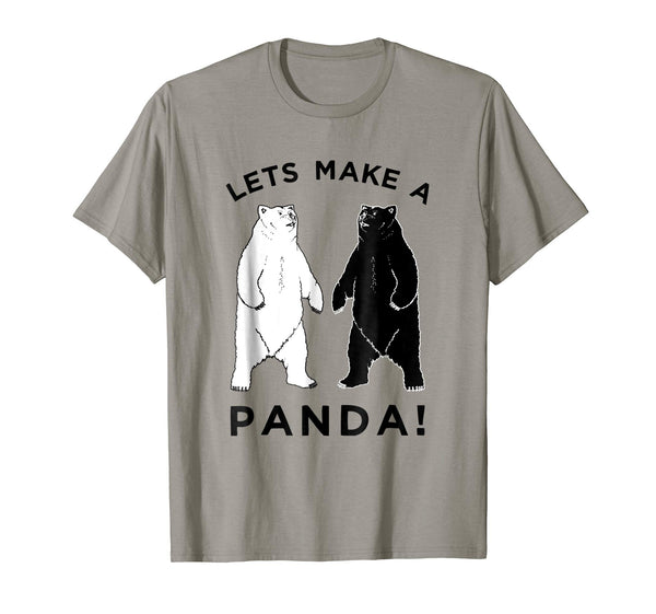 Hot Lets Make A Panda Tee Funny Bear Graphic  T-Shirt Slate