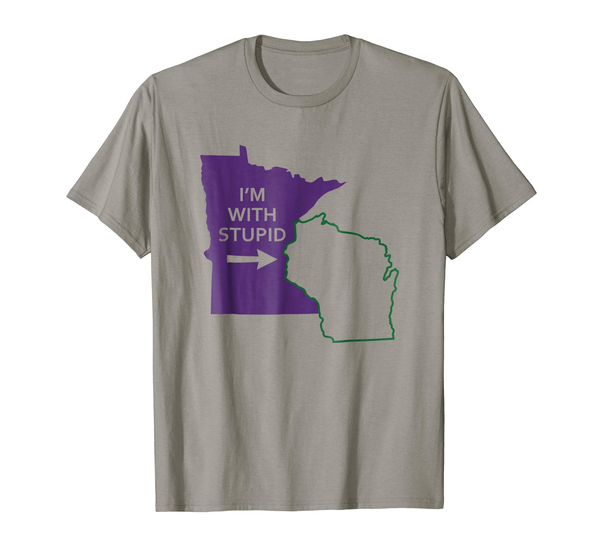 Cutest I'm With Stupid Minnesota Wisconsin Funny Mn Gift  T-Shirt Slate